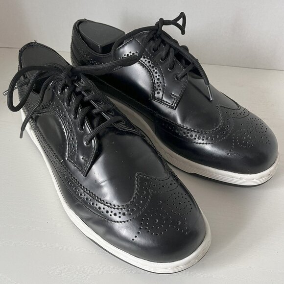 Dr. Martens Gabe Black Patent Brogues – Black & White Wingtip Shoes – Size 10 US main image 7